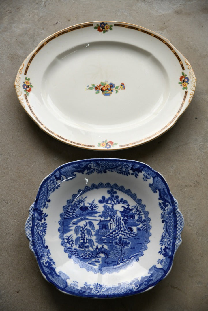 Blue and White Oval Plate