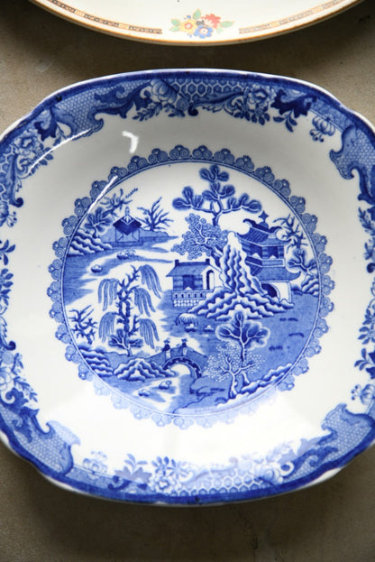 Blue and White Oval Plate