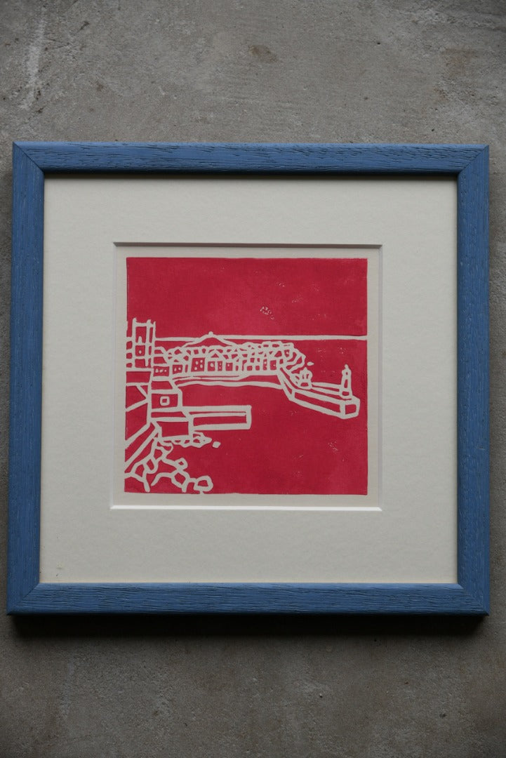 Pink St Ives Lino Print