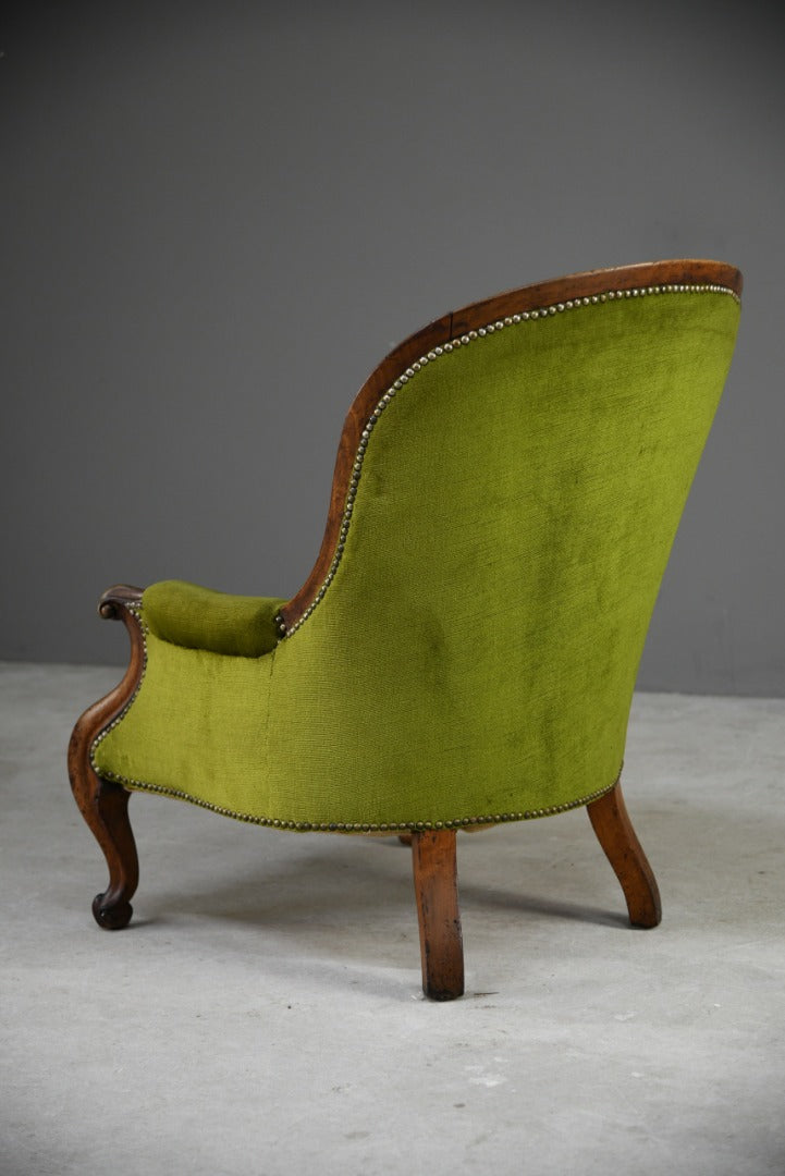 Victorian Green Button Back Armchair