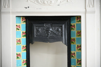 Original Antique Edwardian Art Nouveau Cast Iron Fire Surround