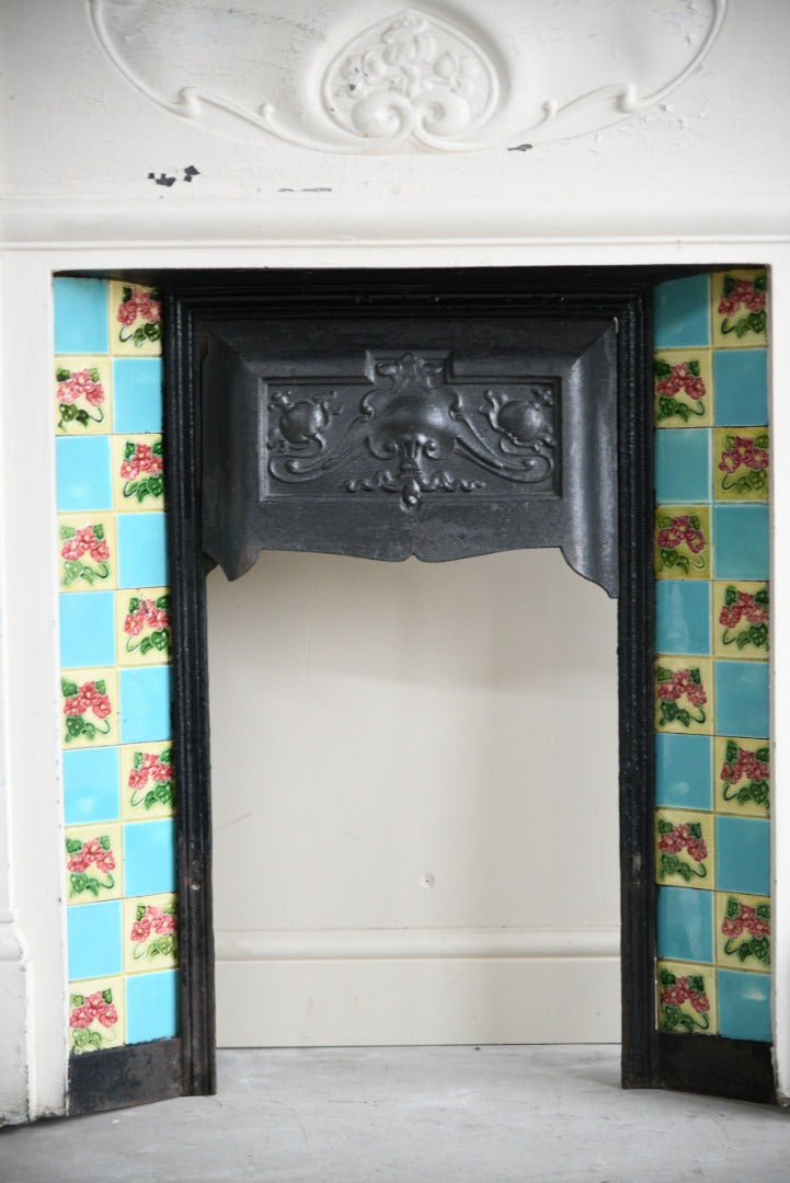 Original Antique Edwardian Art Nouveau Cast Iron Fire Surround