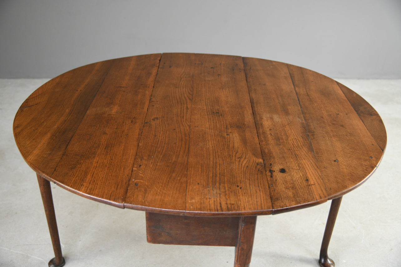 Antique Oak Drop Leaf Kitchen Side Occasional Table