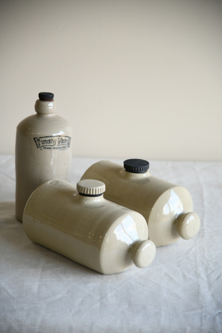 3 Stoneware Hot Water Bottles