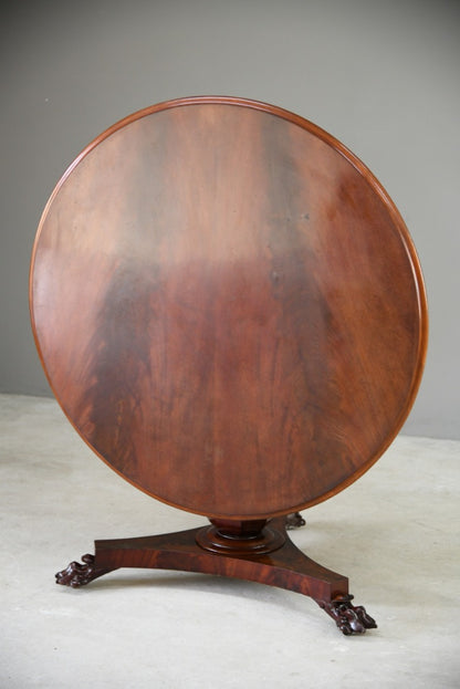 Antique Flame Mahogany Round Tilt Top Table