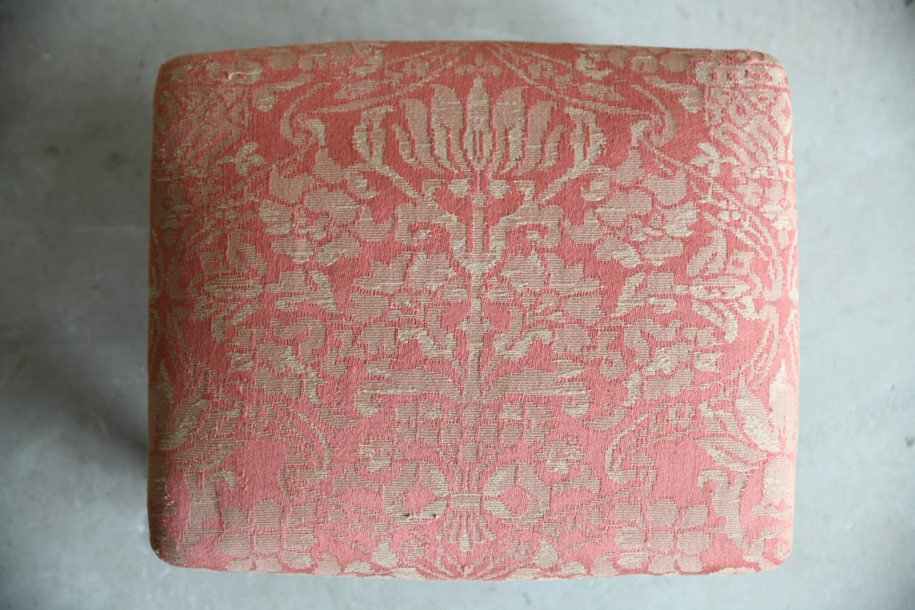 Antique Gilt Wood Small Upholstered Pink Stool