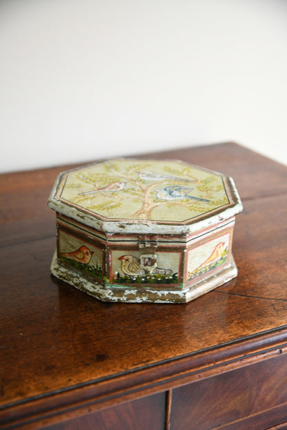 Folk Art Painted Octagonal Box