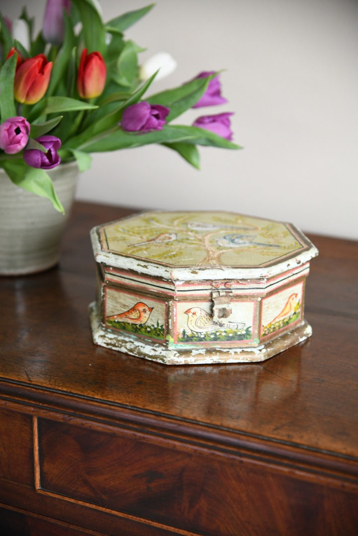 Folk Art Painted Octagonal Box