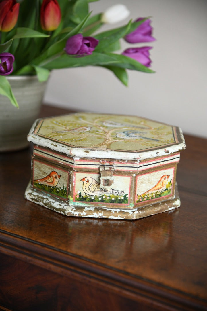 Folk Art Painted Octagonal Box