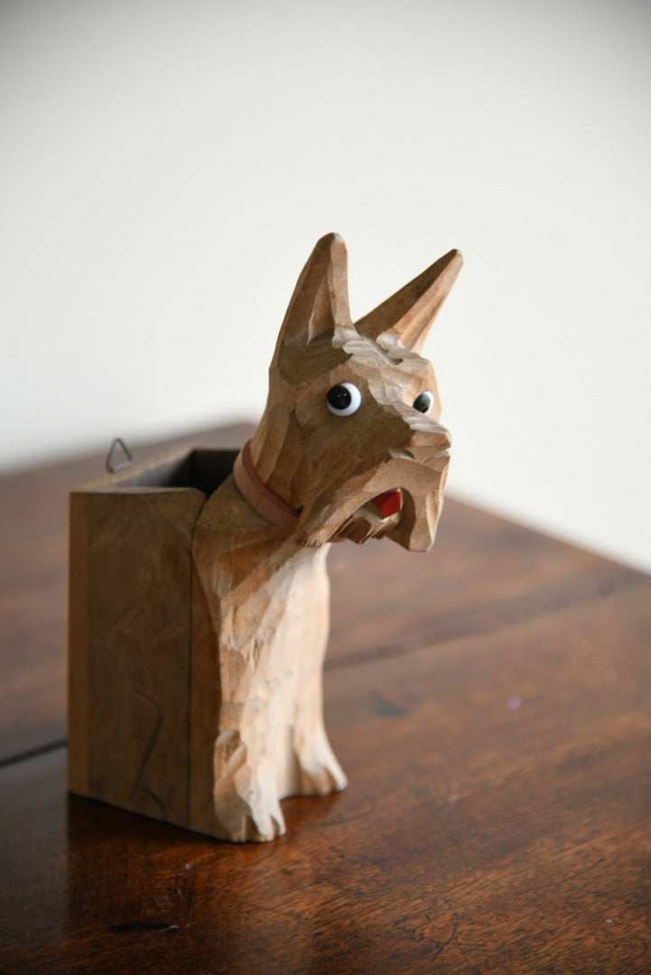 Vintage Carved Dog Desk Tidy