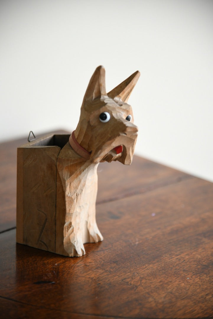 Vintage Carved Dog Desk Tidy