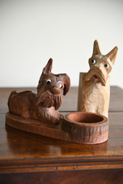 Vintage Carved Dog Desk Tidy