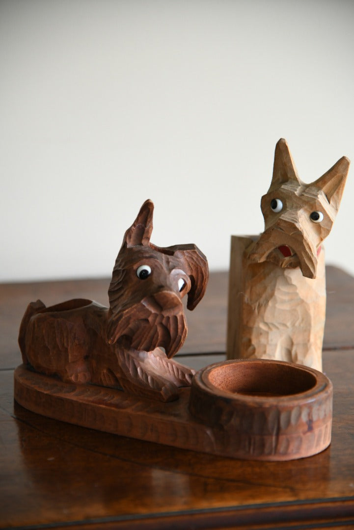 Vintage Carved Dog Desk Tidy