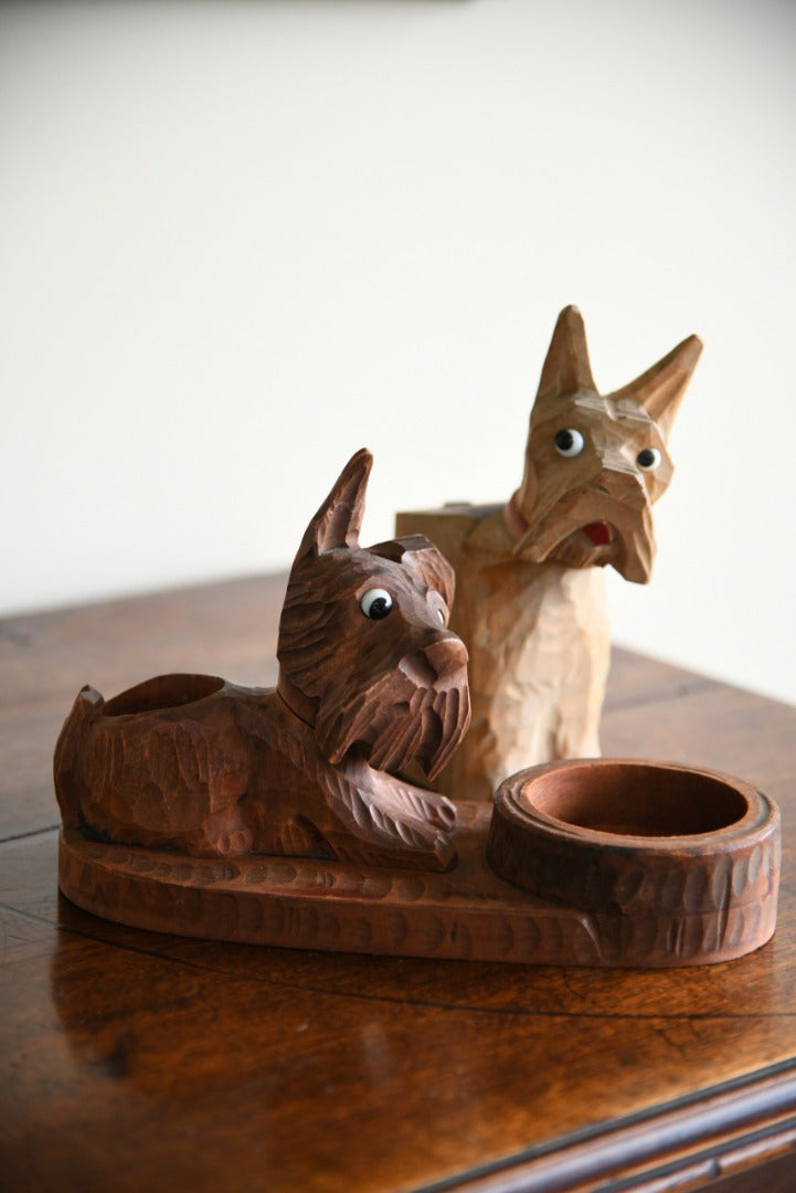 Vintage Carved Dog Desk Tidy