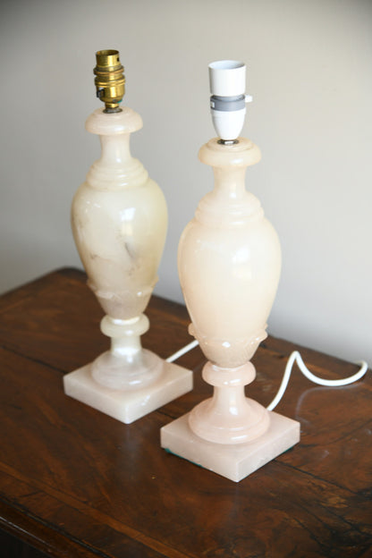 Pair Alabaster Table Lamps