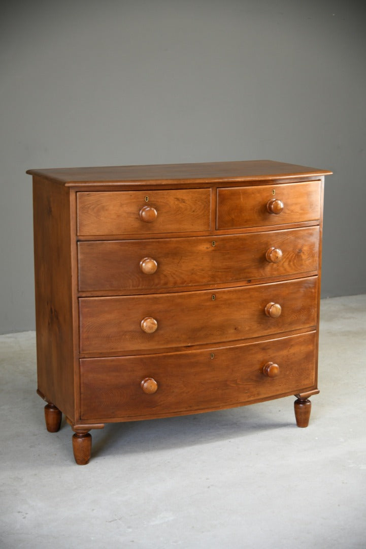 Victorian Bow Front Pine Chest of Drawers