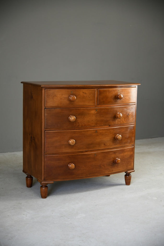 Victorian Bow Front Pine Chest of Drawers