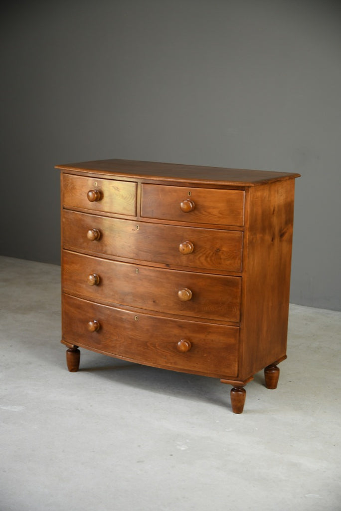 Victorian Bow Front Pine Chest of Drawers
