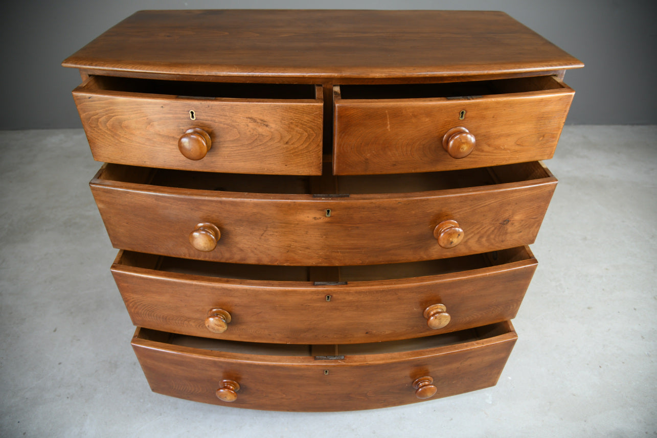 Victorian Bow Front Pine Chest of Drawers