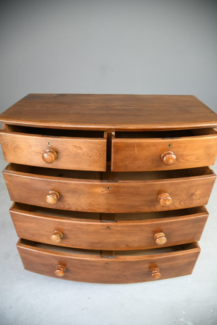 Victorian Bow Front Pine Chest of Drawers