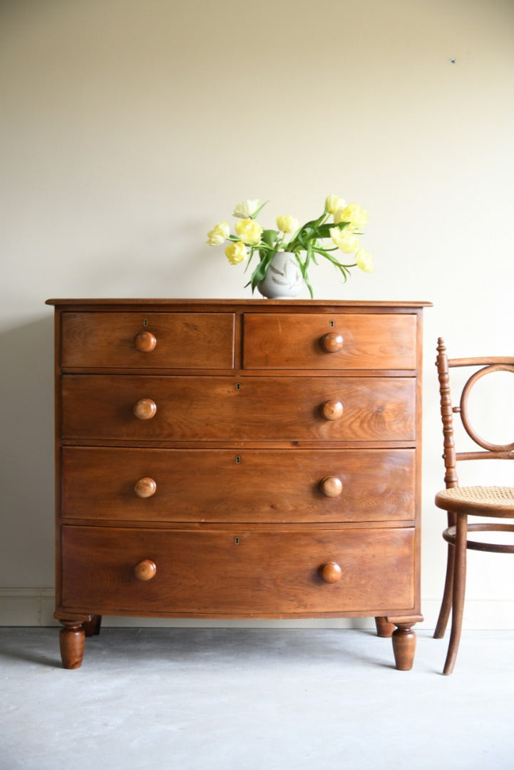 Victorian Bow Front Pine Chest of Drawers