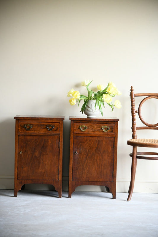 Pair Walnut Bedside Cabinets