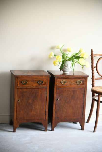 Pair Walnut Bedside Cabinets