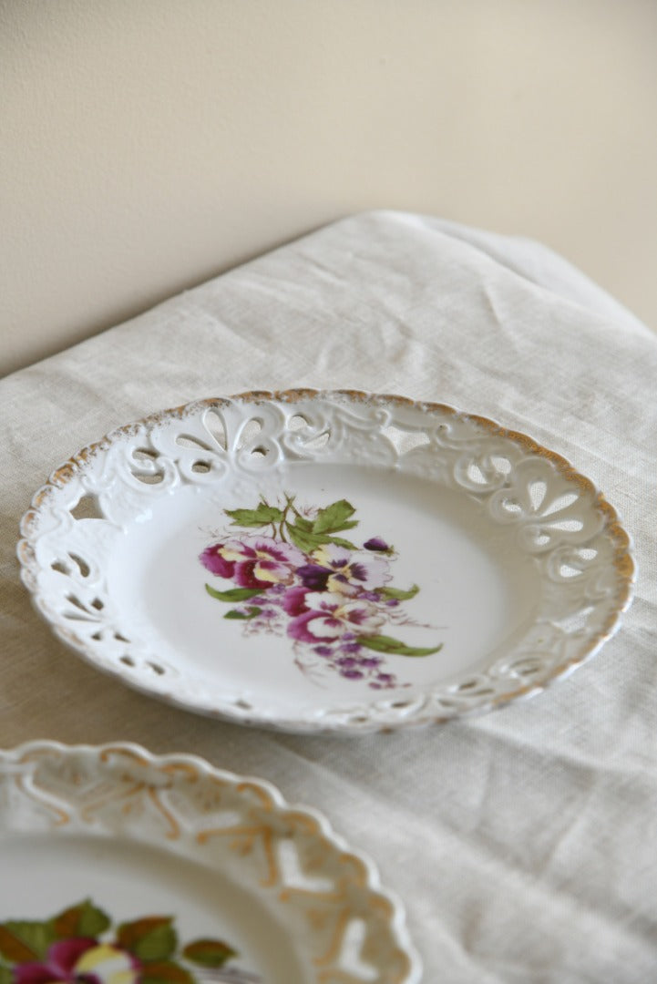 Pair Pierced Floral Plates