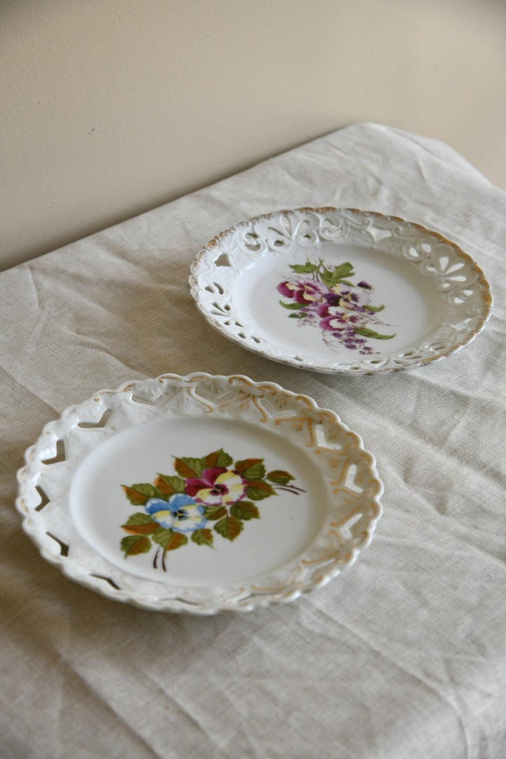 Pair Pierced Floral Plates