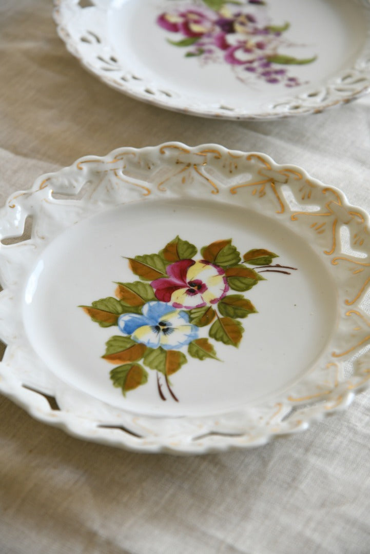 Pair Pierced Floral Plates