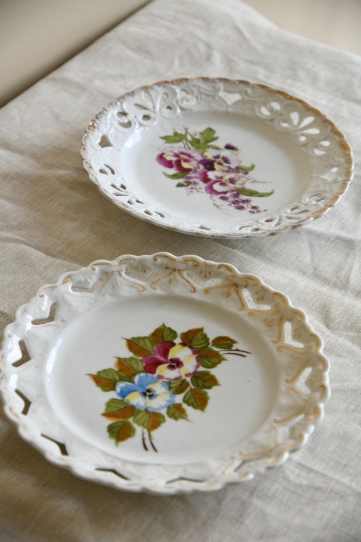 Pair Pierced Floral Plates