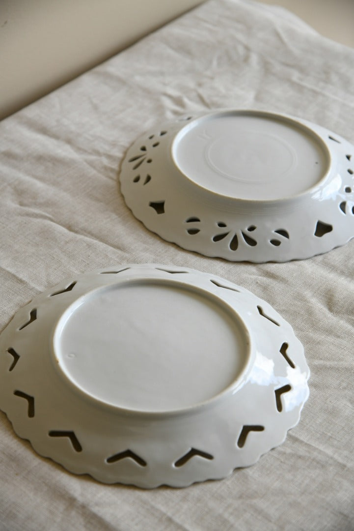 Pair Pierced Floral Plates