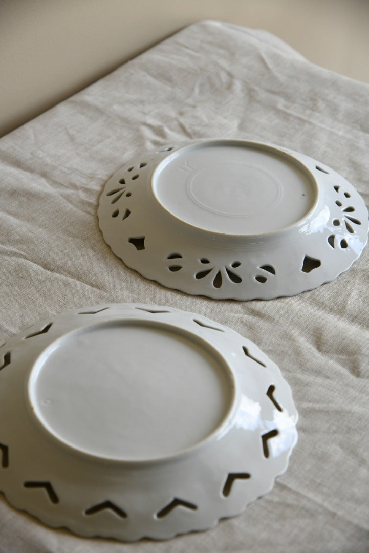 Pair Pierced Floral Plates