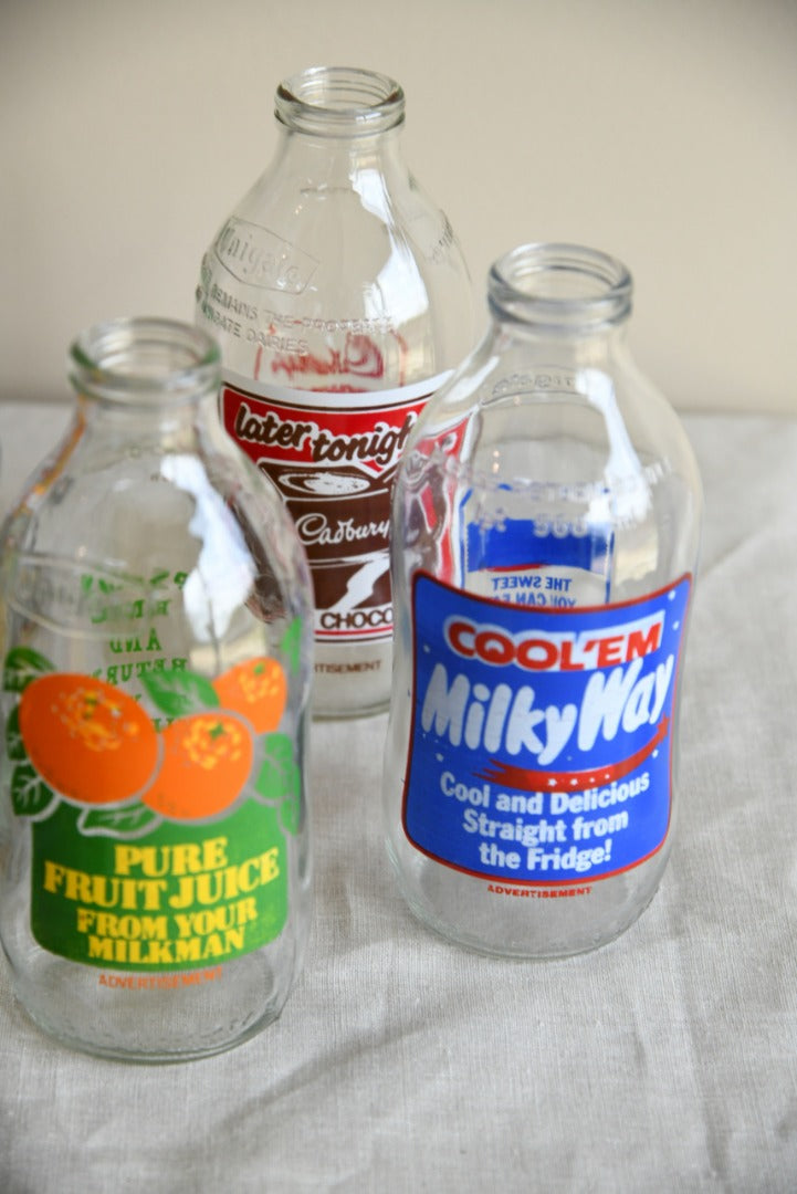 Crate of Vintage Glass Milk Bottles