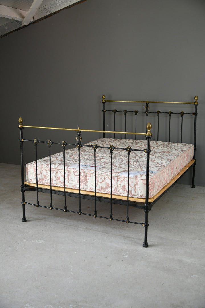 Victorian Black & Brass Double Bed Frame