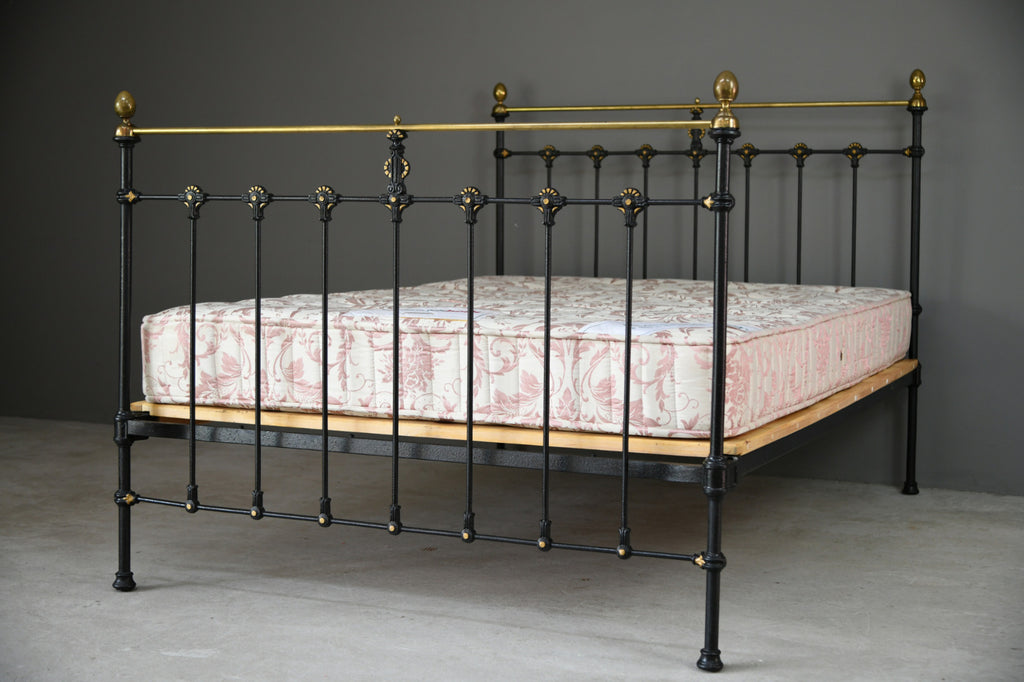 Victorian Black & Brass Double Bed Frame