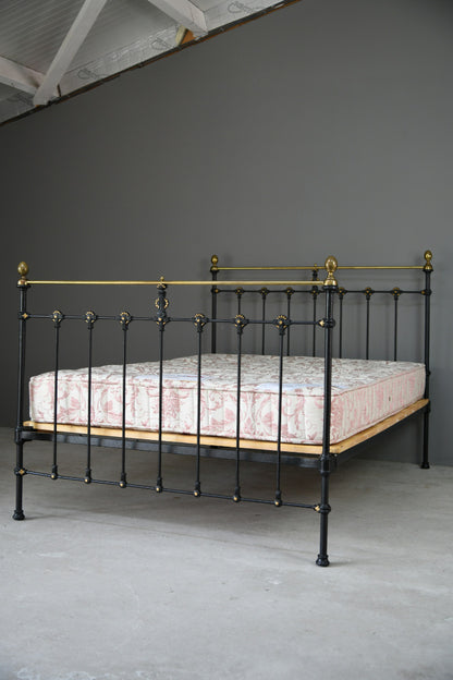 Victorian Black & Brass Double Bed Frame