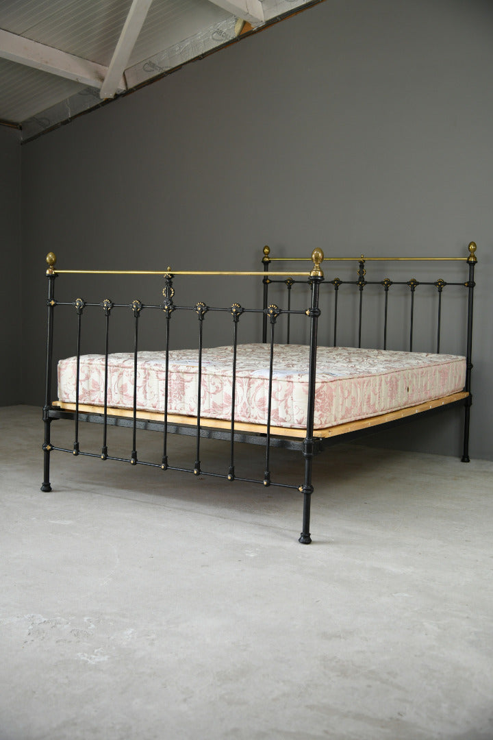 Victorian Black & Brass Double Bed Frame