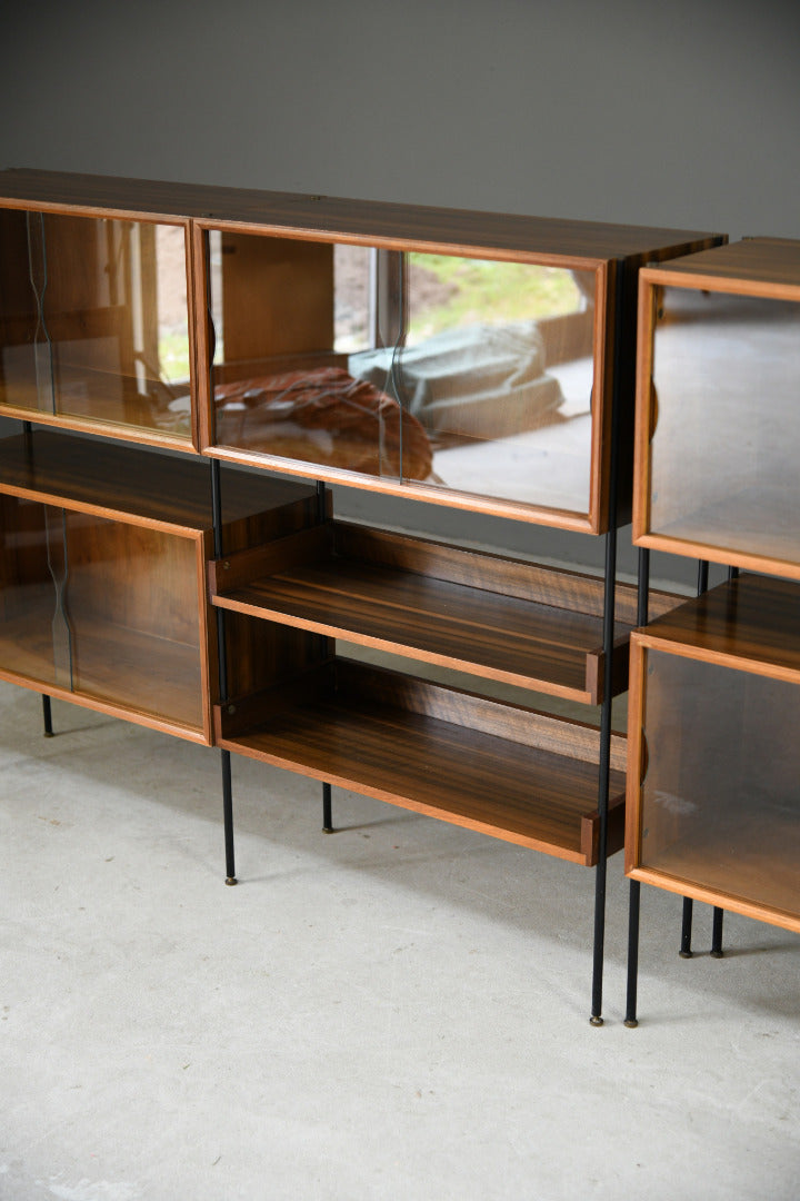 Pair Mid Century Vanson Walnut Glazed Cabinets