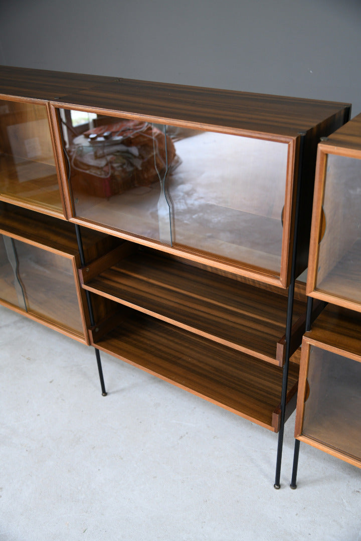 Pair Mid Century Vanson Walnut Glazed Cabinets