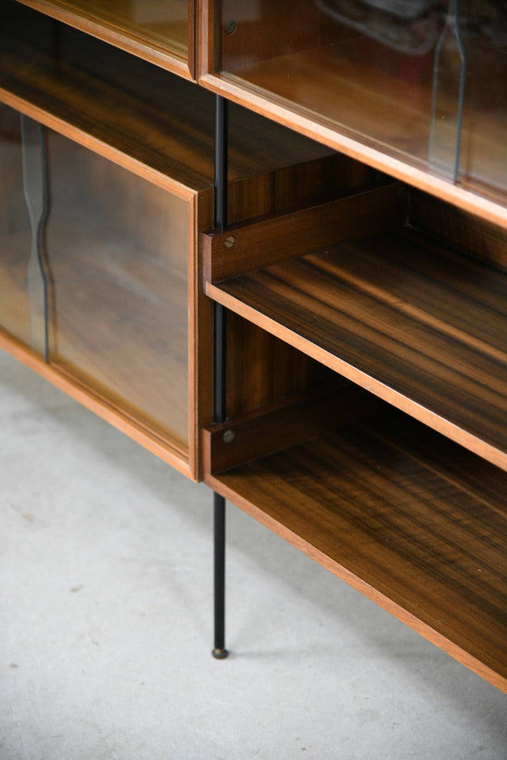 Pair Mid Century Vanson Walnut Glazed Cabinets