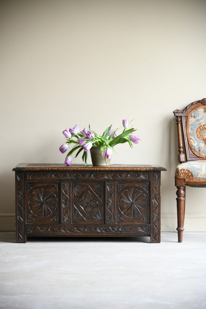 Carved Oak Blanket Chest