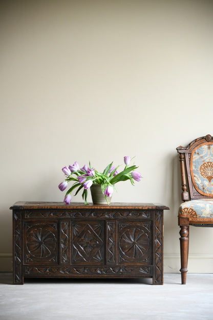 Carved Oak Blanket Chest