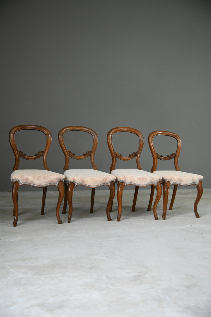 4 Antique Balloon Back Dining Chairs