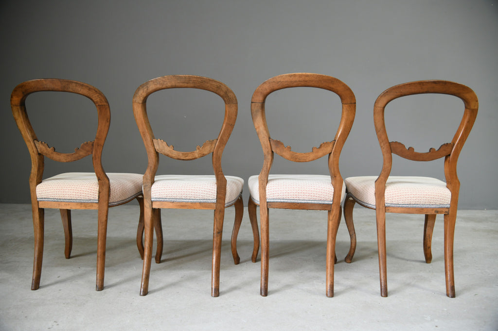 4 Antique Balloon Back Dining Chairs