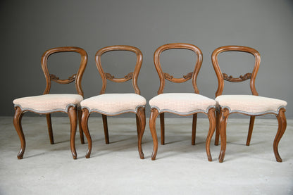 4 Antique Balloon Back Dining Chairs