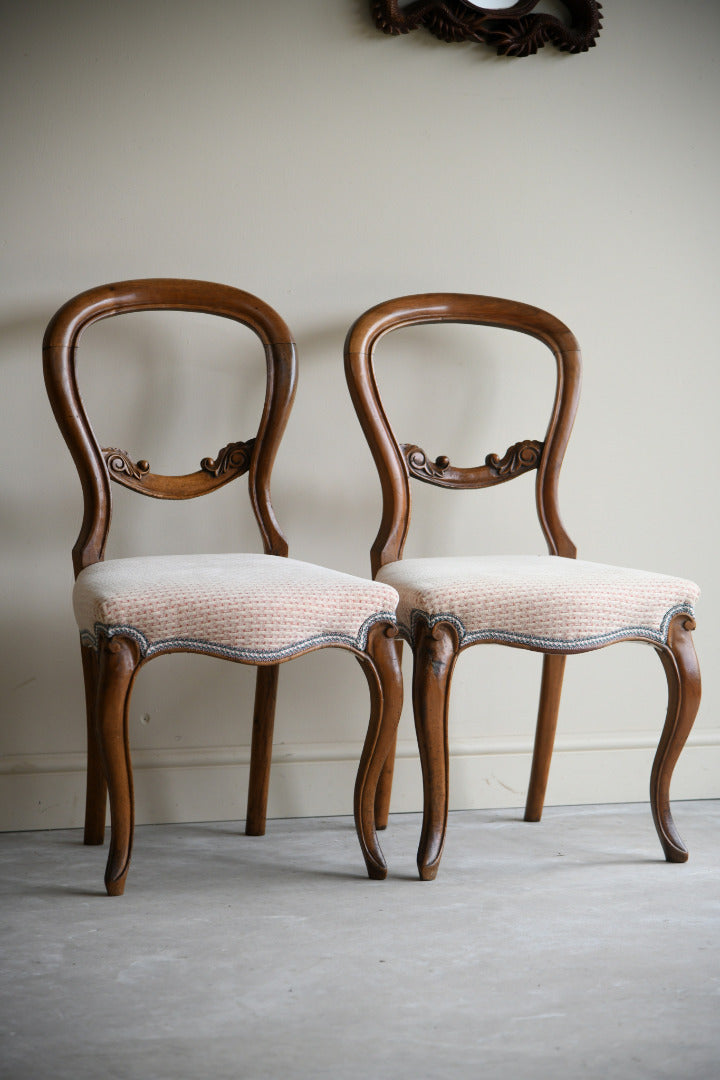 4 Antique Balloon Back Dining Chairs