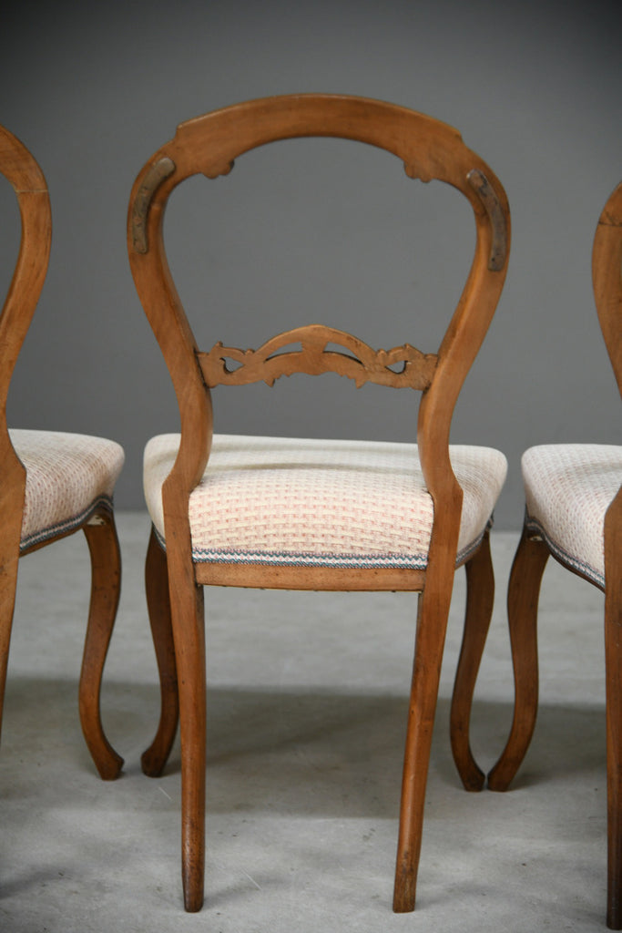 4 Antique Balloon Back Dining Chairs