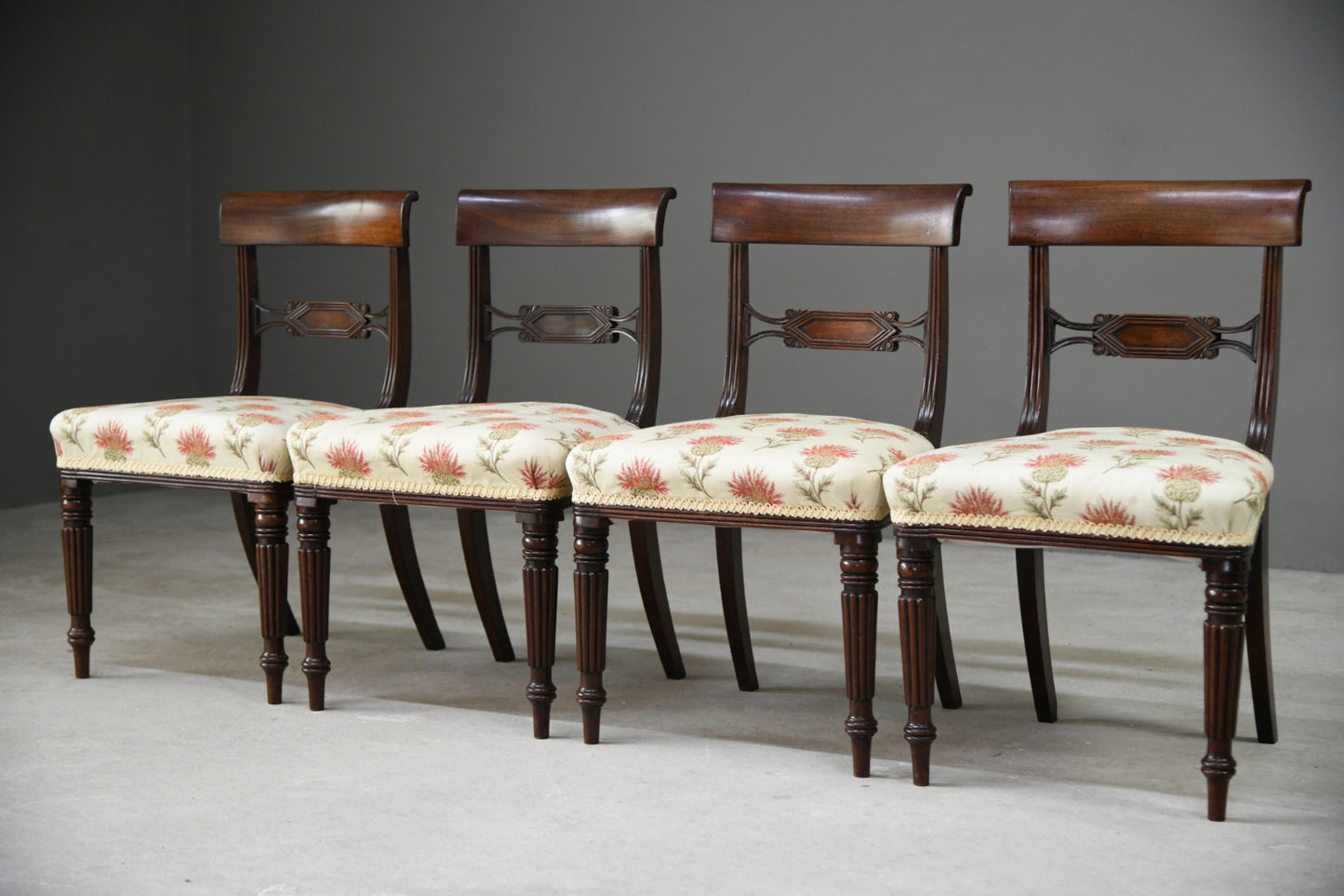 Set 4 Antique Mahogany Dining Chairs