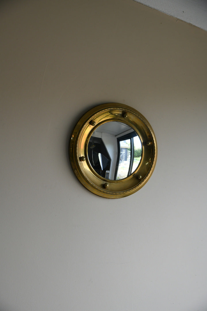 Round Convex Brass Mirror